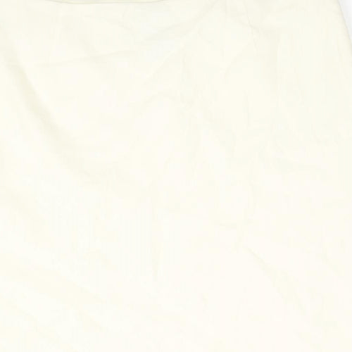 Planet Womens Ivory Acetate A-Line Skirt Size 14 Zip - Belted