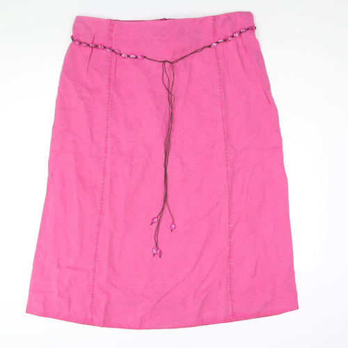 Ann Harvey Womens Pink Lyocell A-Line Skirt Size 18 Zip - Beaded Belt