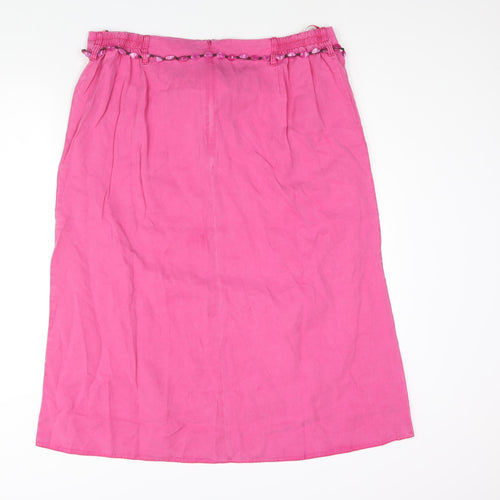 Ann Harvey Womens Pink Lyocell A-Line Skirt Size 18 Zip - Beaded Belt