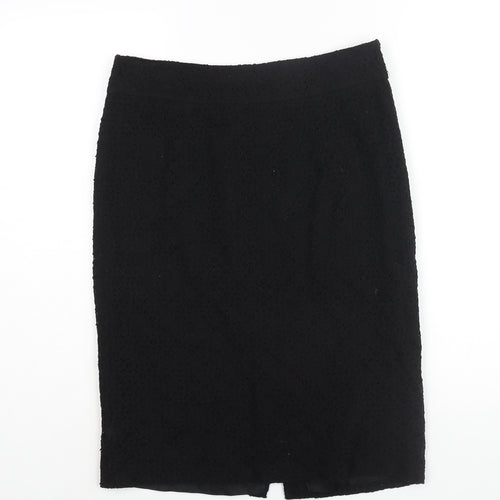 Monsoon Womens Black Cotton Straight & Pencil Skirt Size 10 Zip