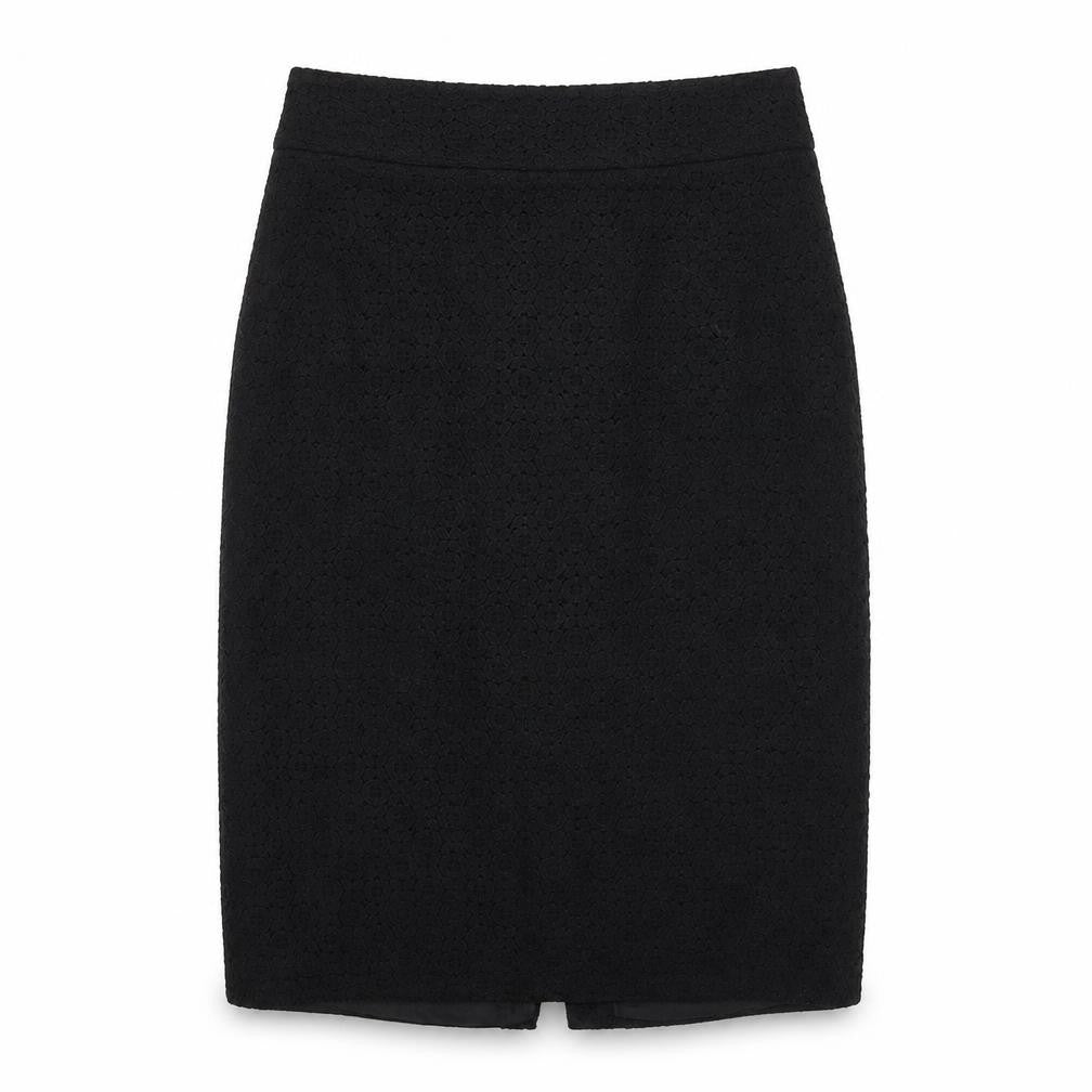 Monsoon Womens Black Cotton Straight & Pencil Skirt Size 10 Zip