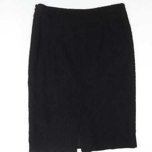 Monsoon Womens Black Cotton Straight & Pencil Skirt Size 10 Zip