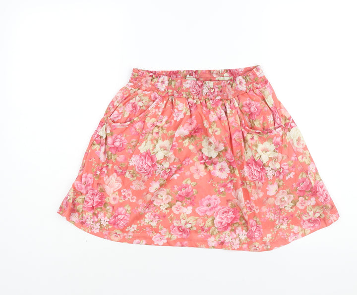 River Island Womens Pink Floral Polyester A-Line Skirt Size 10 - Pockets
