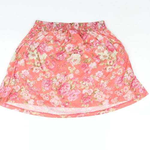 River Island Womens Pink Floral Polyester A-Line Skirt Size 10 - Pockets