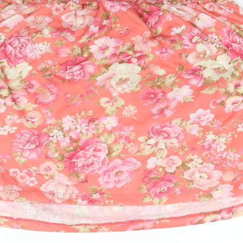 River Island Womens Pink Floral Polyester A-Line Skirt Size 10 - Pockets