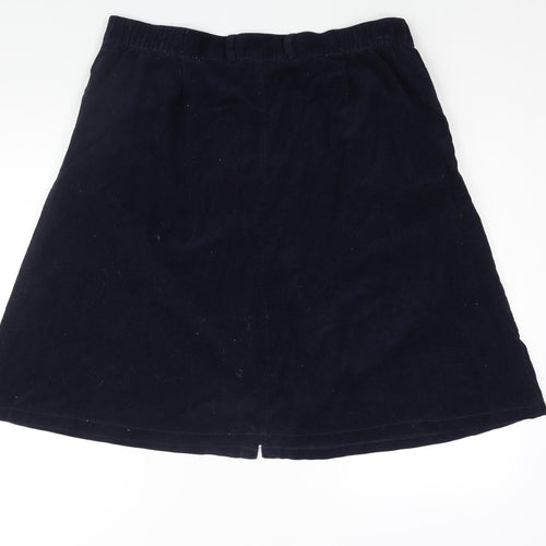 Damart Womens Blue Cotton A-Line Skirt Size 22 Button