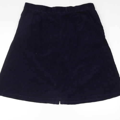 Damart Womens Blue Cotton A-Line Skirt Size 22 Button