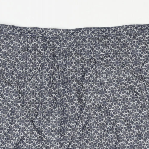 Classic Womens Blue Geometric Lyocell A-Line Skirt Size 16 Zip - Floral Print