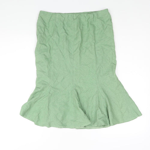 Marks and Spencer Womens Green Linen Trumpet Skirt Size 12