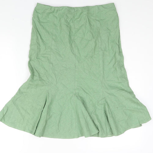 Marks and Spencer Womens Green Linen Trumpet Skirt Size 12