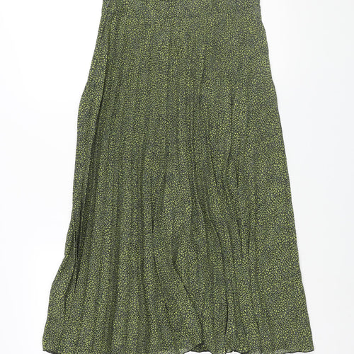 Zara Womens Multicoloured Geometric Polyester Pleated Skirt Size M Zip