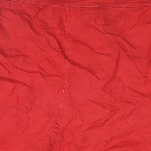 Linea Womens Red Linen A-Line Skirt Size 14 Button