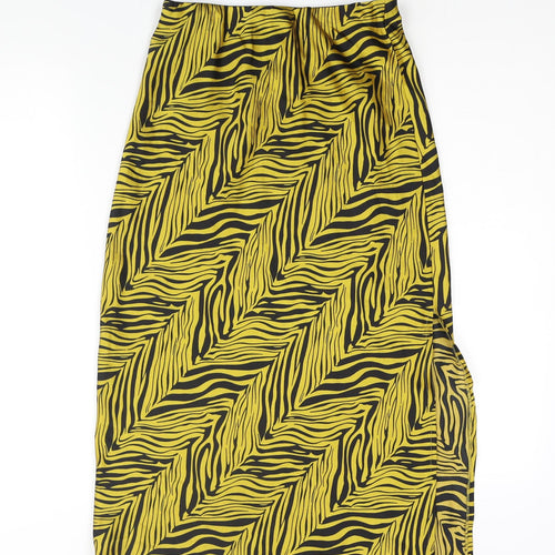 Nasty Gal Womens Yellow Geometric Polyester A-Line Skirt Size 8 - Side Slit