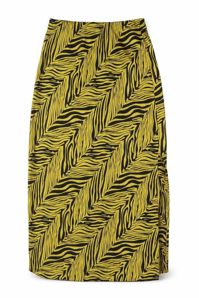 Nasty Gal Womens Yellow Geometric Polyester A-Line Skirt Size 8 - Side Slit