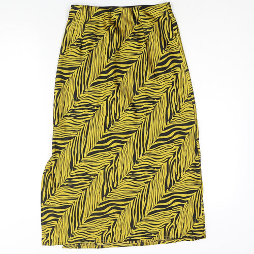 Nasty Gal Womens Yellow Geometric Polyester A-Line Skirt Size 8 - Side Slit