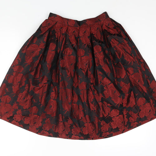 KJ Classics Womens Red Floral Acetate A-Line Skirt Size 24 in Drawstring