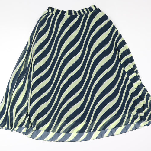 Marks and Spencer Womens Multicoloured Geometric Polyester Pleated Skirt Size 8