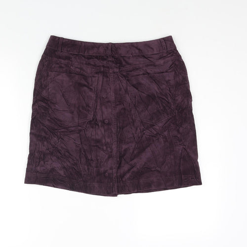 Marks and Spencer Womens Purple Cotton A-Line Skirt Size 12 Button