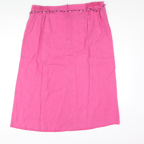 Ann Harvey Womens Pink Lyocell A-Line Skirt Size 18 Zip - Beaded Belt