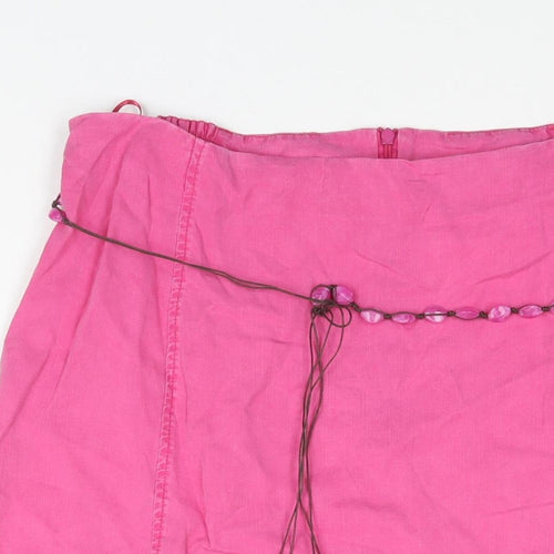 Ann Harvey Womens Pink Lyocell A-Line Skirt Size 18 Zip - Beaded Belt