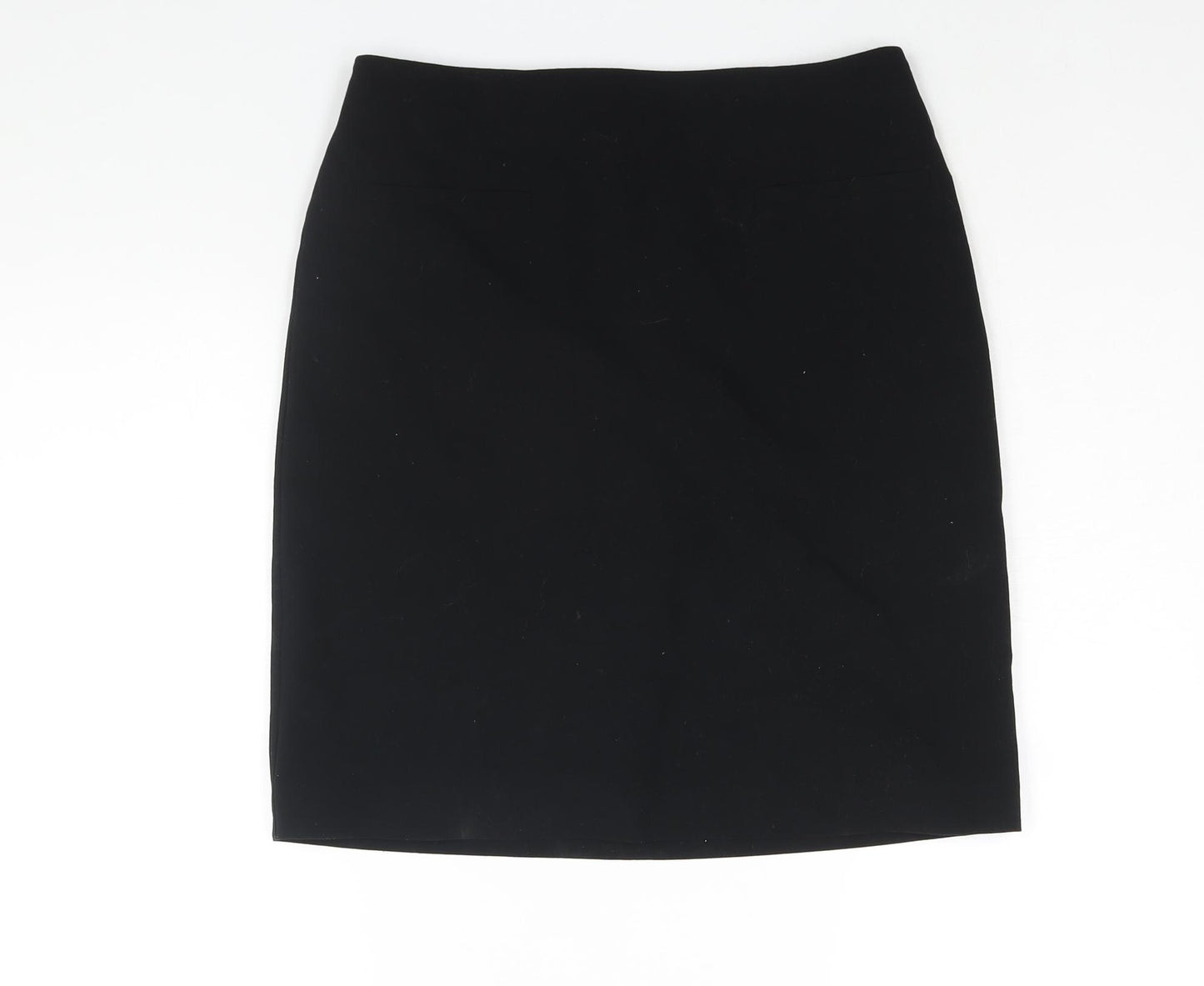 Marks and Spencer Womens Black Polyester Straight & Pencil Skirt Size 10 Zip
