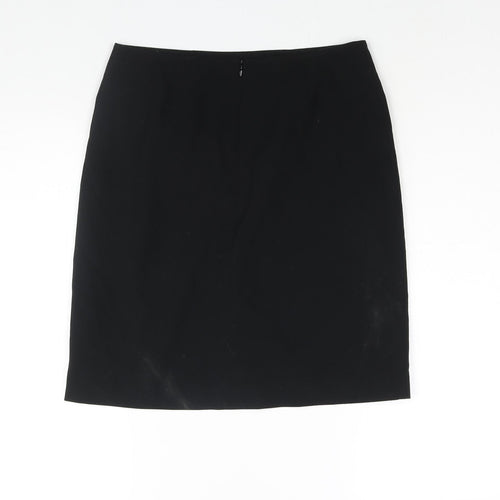 Marks and Spencer Womens Black Polyester Straight & Pencil Skirt Size 10 Zip