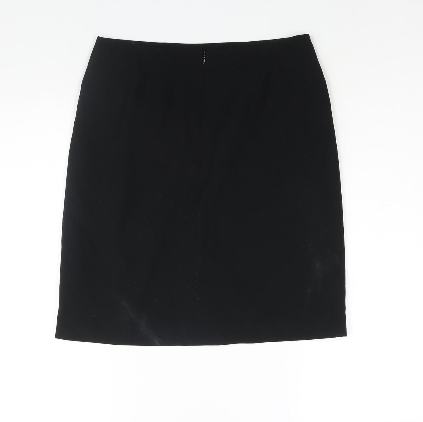 Marks and Spencer Womens Black Polyester Straight & Pencil Skirt Size 10 Zip