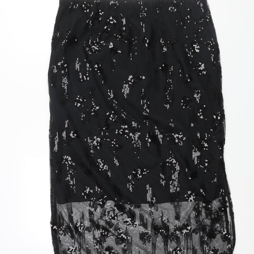 Marks and Spencer Womens Black Polyester Straight & Pencil Skirt Size 18 - Sequin Detail