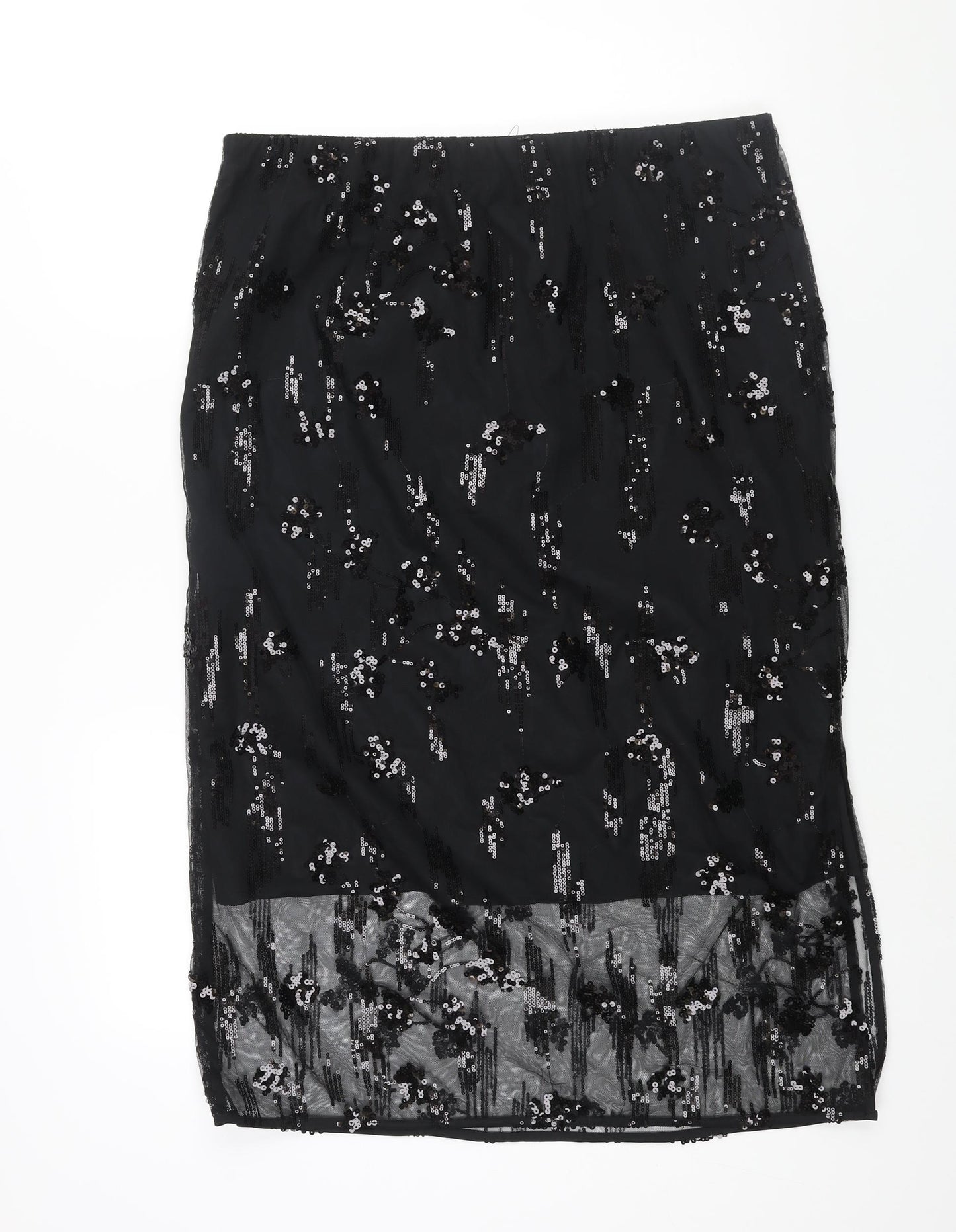 Marks and Spencer Womens Black Polyester Straight & Pencil Skirt Size 18 - Sequin Detail
