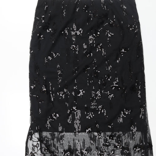 Marks and Spencer Womens Black Polyester Straight & Pencil Skirt Size 18 - Sequin Detail