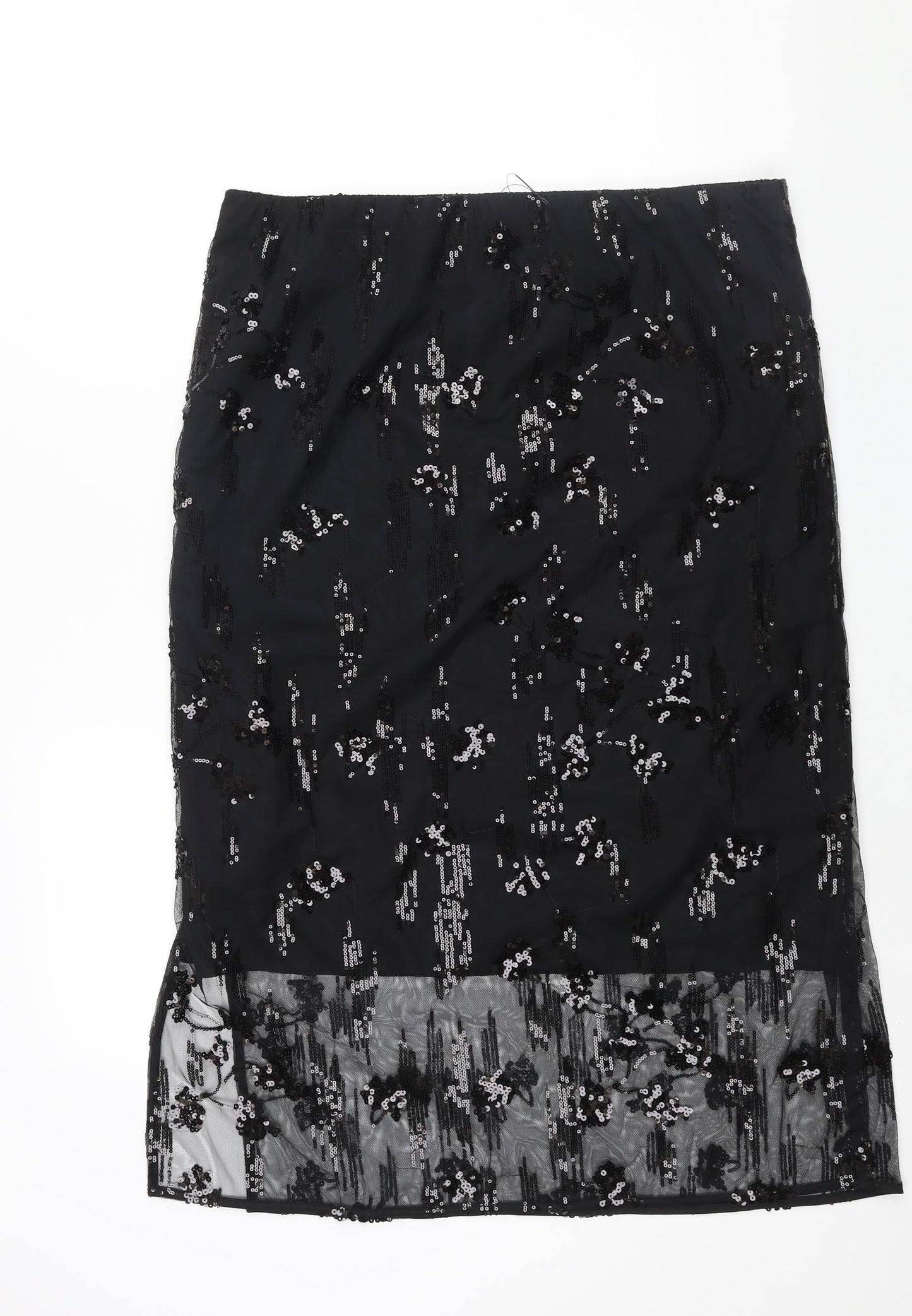Marks and Spencer Womens Black Polyester Straight & Pencil Skirt Size 18 - Sequin Detail