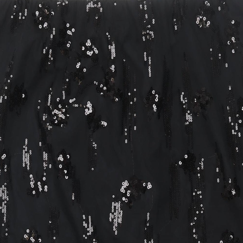Marks and Spencer Womens Black Polyester Straight & Pencil Skirt Size 18 - Sequin Detail