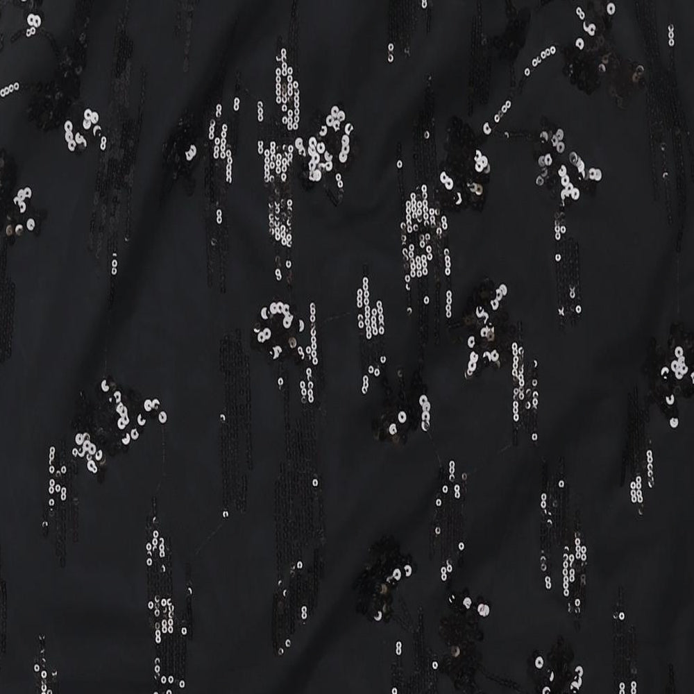 Marks and Spencer Womens Black Polyester Straight & Pencil Skirt Size 18 - Sequin Detail