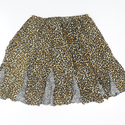 Apostrophe Womens Beige Animal Print Viscose Flare Skirt Size 6 - Size 6-8 Leopard Print