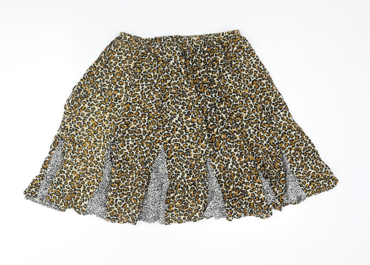 Apostrophe Womens Beige Animal Print Viscose Flare Skirt Size 6 - Size 6-8 Leopard Print