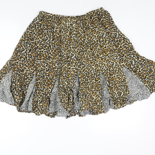 Apostrophe Womens Beige Animal Print Viscose Flare Skirt Size 6 - Size 6-8 Leopard Print