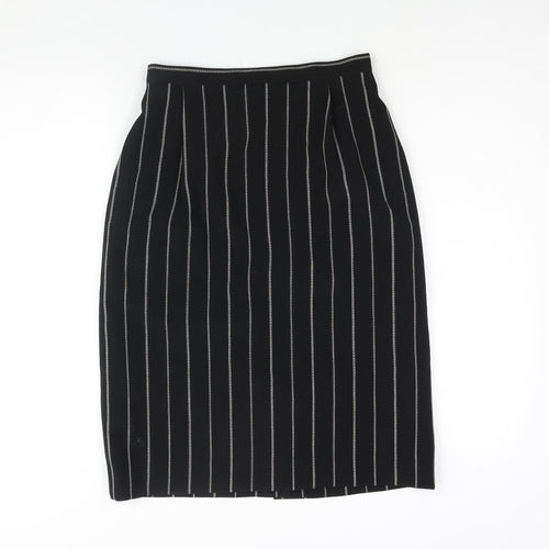 Precis Womens Black Striped Polyester Straight & Pencil Skirt Size 12 Zip
