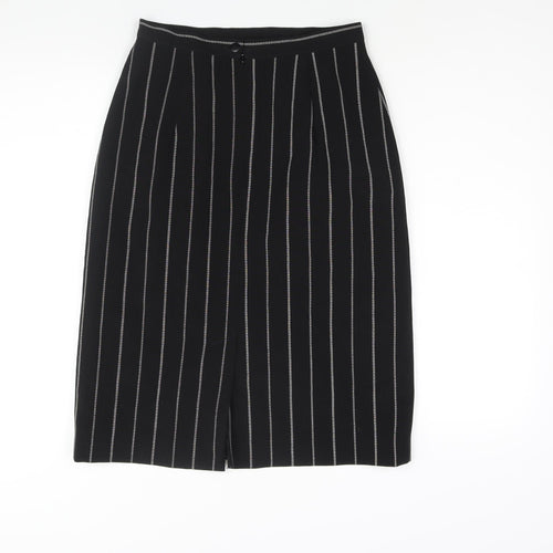 Precis Womens Black Striped Polyester Straight & Pencil Skirt Size 12 Zip