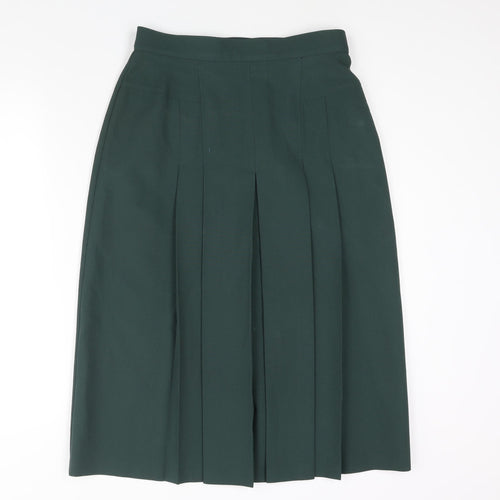 St Michael Womens Green Polyester Pleated Skirt Size 16 Zip