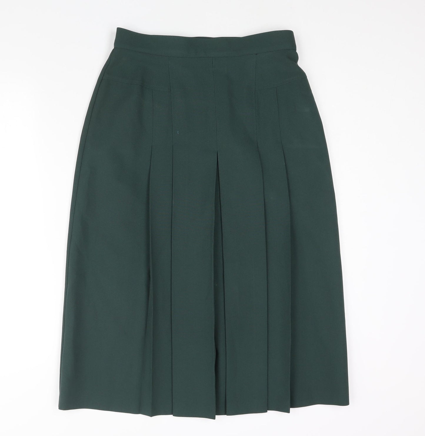 St Michael Womens Green Polyester Pleated Skirt Size 16 Zip