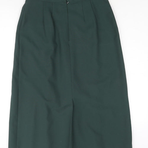 St Michael Womens Green Polyester Pleated Skirt Size 16 Zip