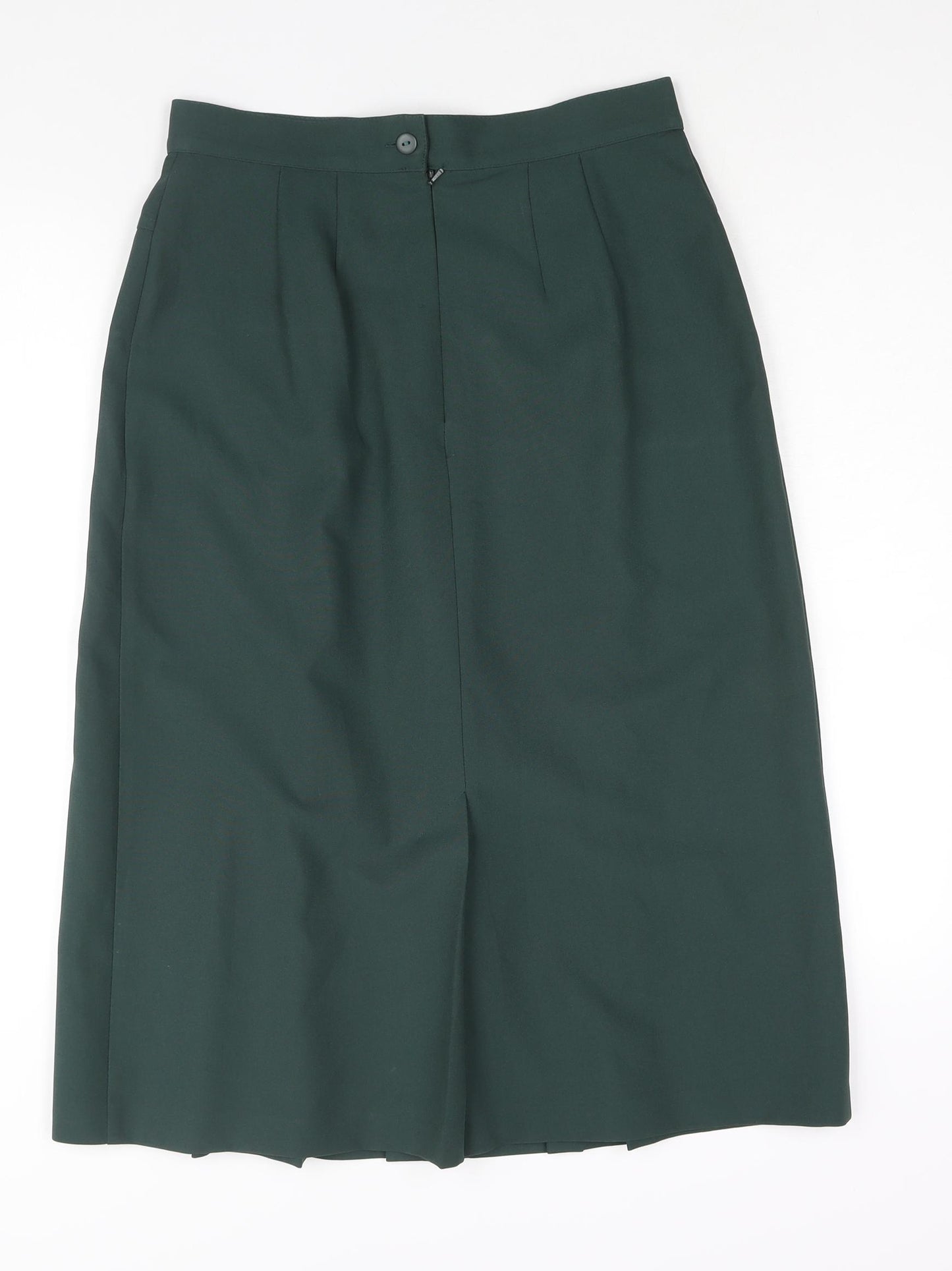 St Michael Womens Green Polyester Pleated Skirt Size 16 Zip