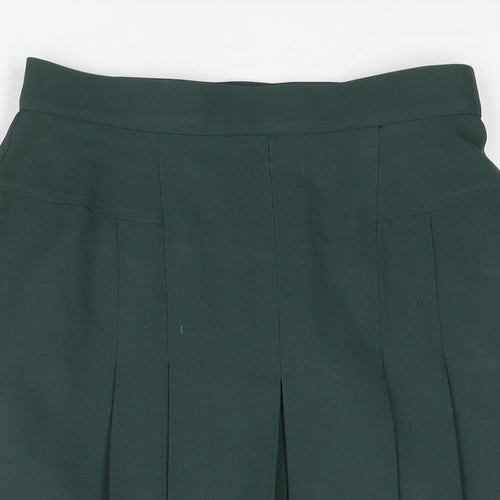 St Michael Womens Green Polyester Pleated Skirt Size 16 Zip