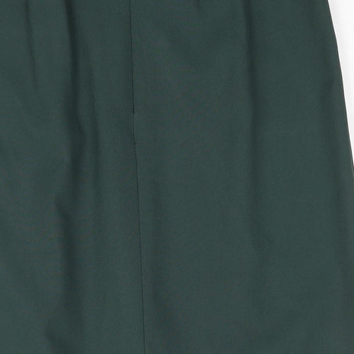 St Michael Womens Green Polyester Pleated Skirt Size 16 Zip