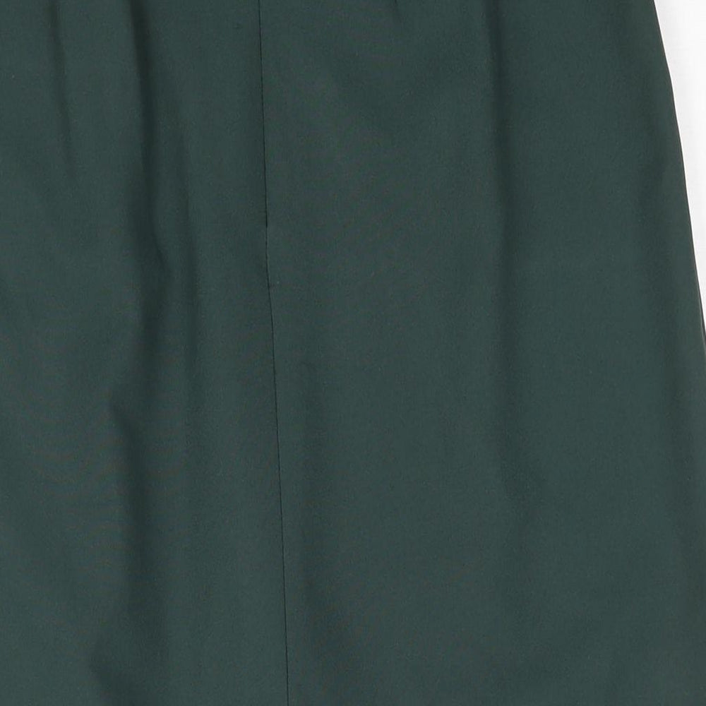 St Michael Womens Green Polyester Pleated Skirt Size 16 Zip