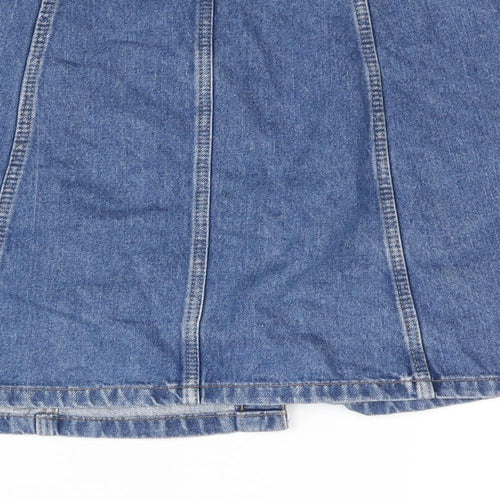 Divided by H&M Womens Blue Cotton A-Line Skirt Size 10 Button