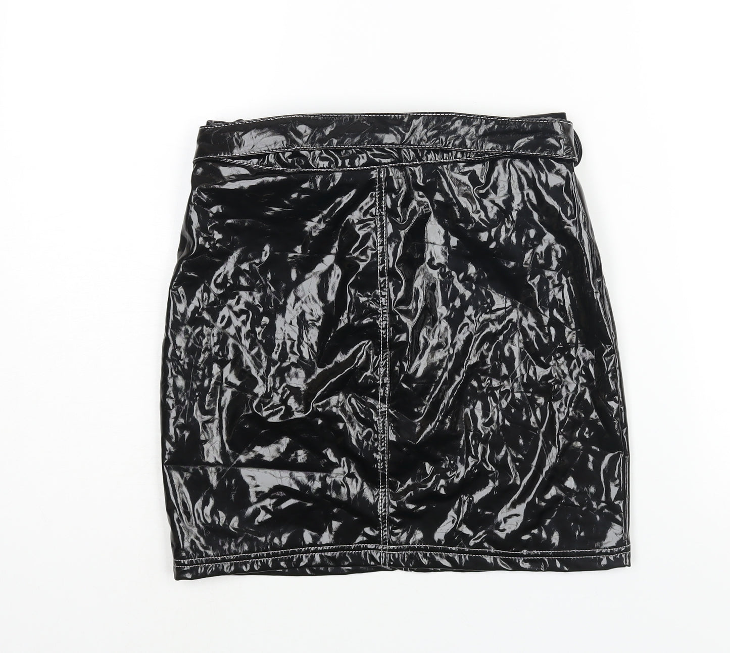 Missguided Womens Black Polyester Mini Skirt Size 6 Zip - Belted