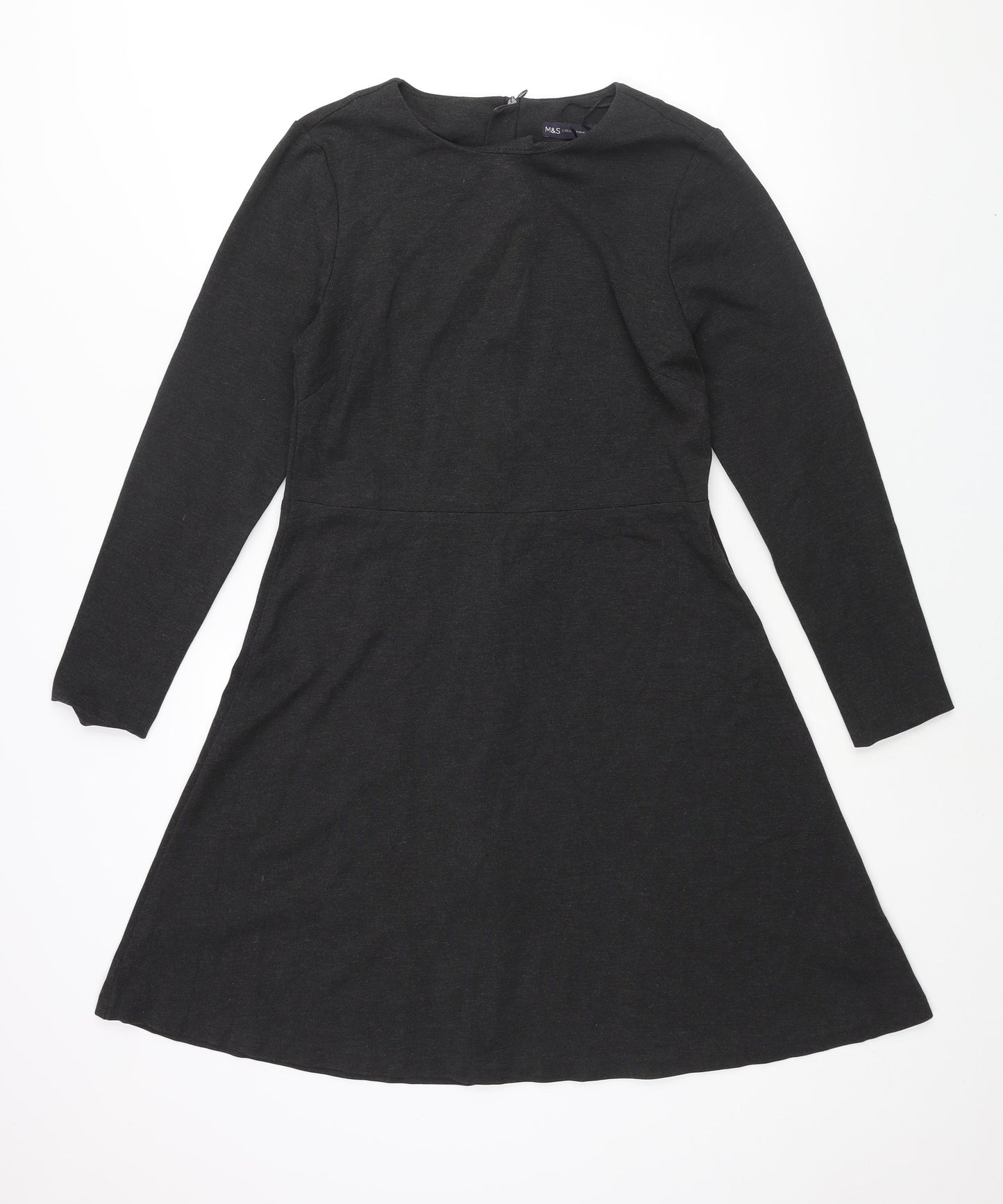 Marks and Spencer Womens Grey Viscose A-Line Size 12 Round Neck Zip