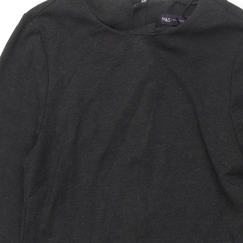 Marks and Spencer Womens Grey Viscose A-Line Size 12 Round Neck Zip