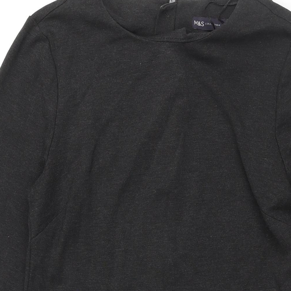 Marks and Spencer Womens Grey Viscose A-Line Size 12 Round Neck Zip